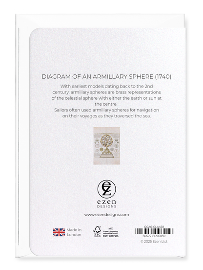 Ezen Designs - Diagram of an Armillary Sphere (1740) - Greeting Card - Back