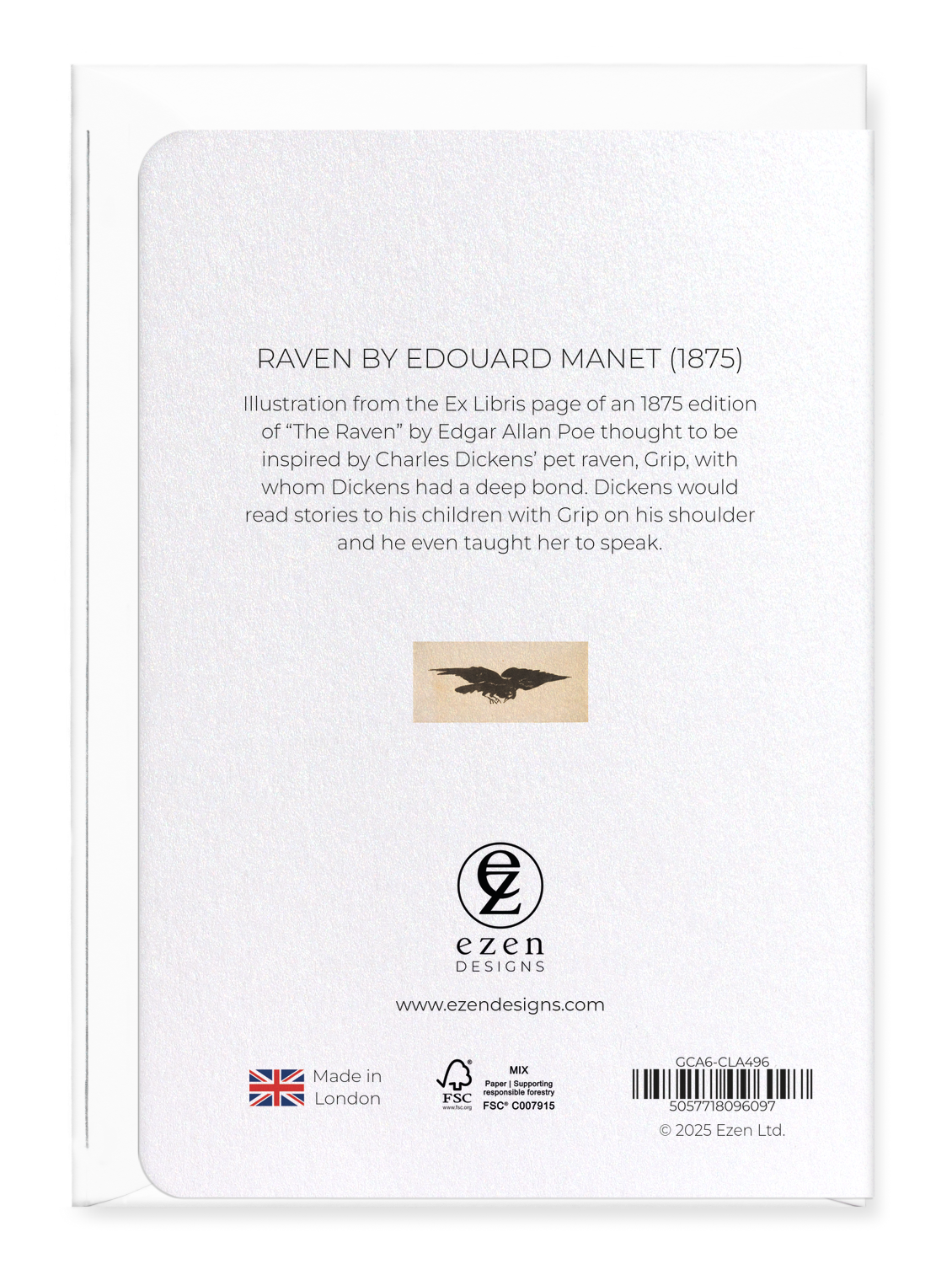 Ezen Designs - Raven by Edouard Manet (1875) - Greeting Card - Back