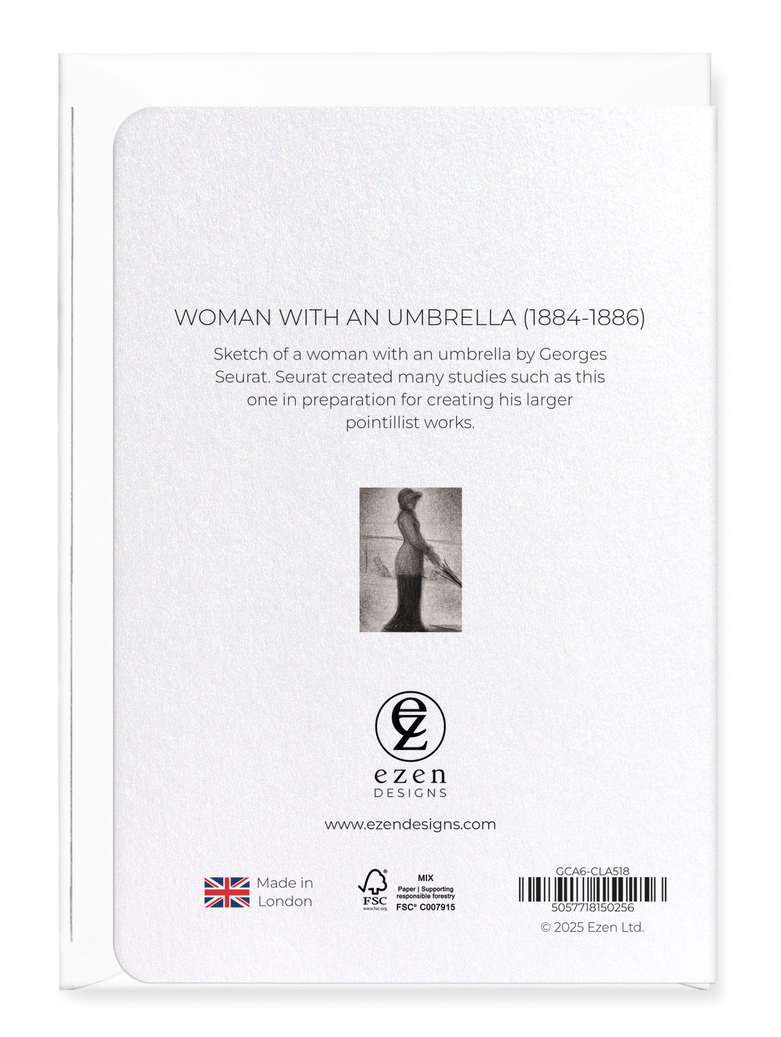 Ezen Designs - Woman with an Umbrella (1884-1886) - Greeting Card - Back