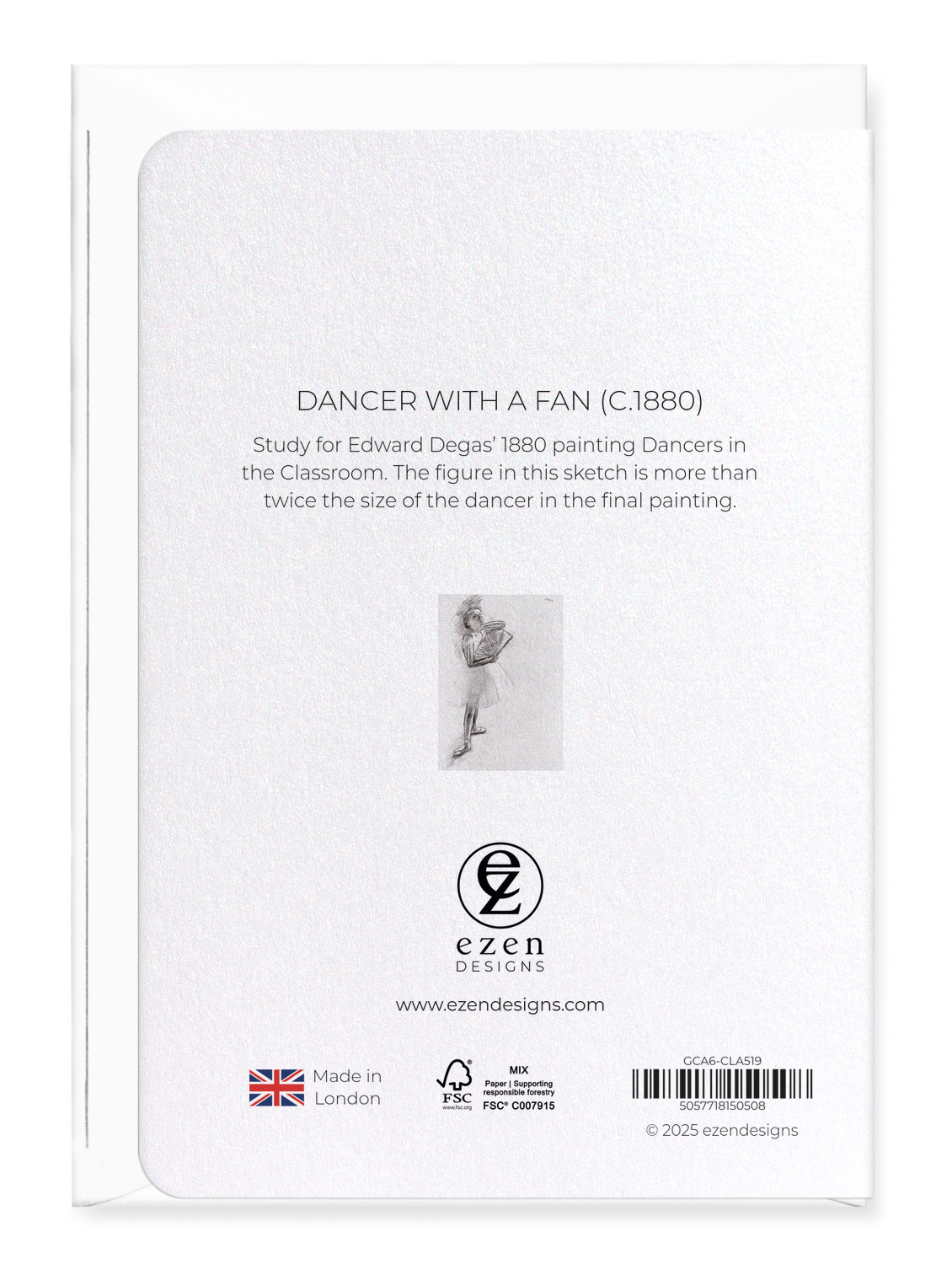 Ezen Designs - Dancer with a Fan (c.1880) - Greeting Card - Back