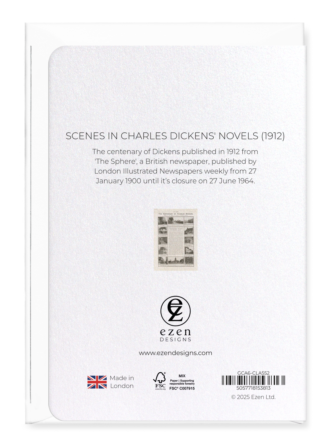 Ezen Designs - Scenes in Charles Dickens' Novels (1912) - Greeting Card - Back