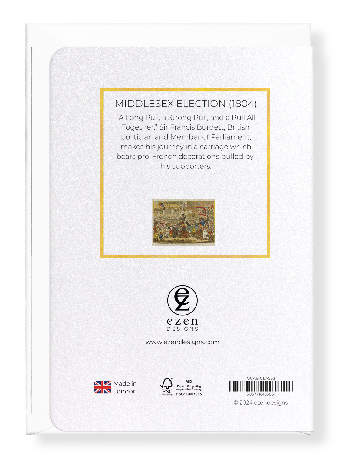 Ezen Designs - Middlesex Election (1804) - Greeting Card - Back