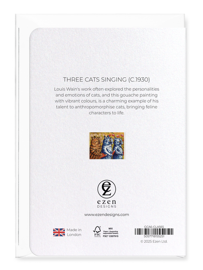 Ezen Designs - Three Cats Singing (C.1930) - Greeting Card - Back
