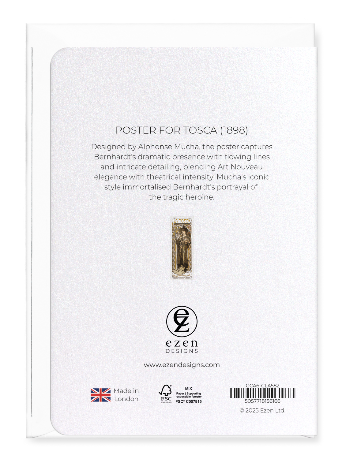 Ezen Designs - Poster for Tosca (1898) - Greeting Card - Back
