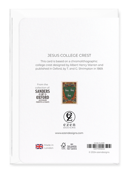 Ezen Designs - Jesus College Crest - Greeting Card - Back