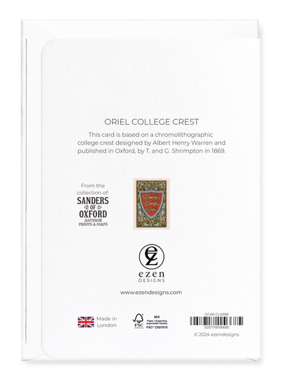Ezen Designs - Oriel College Crest - Greeting Card - Back