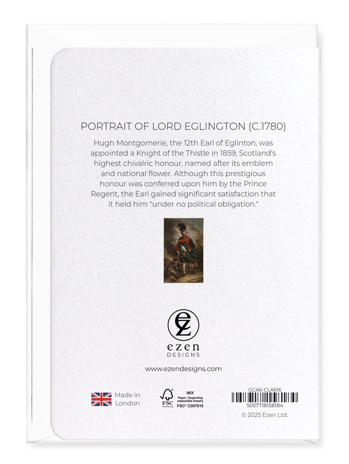Ezen Designs - Portrait of Lord Eglington (C.1780) - Greeting Card - Back