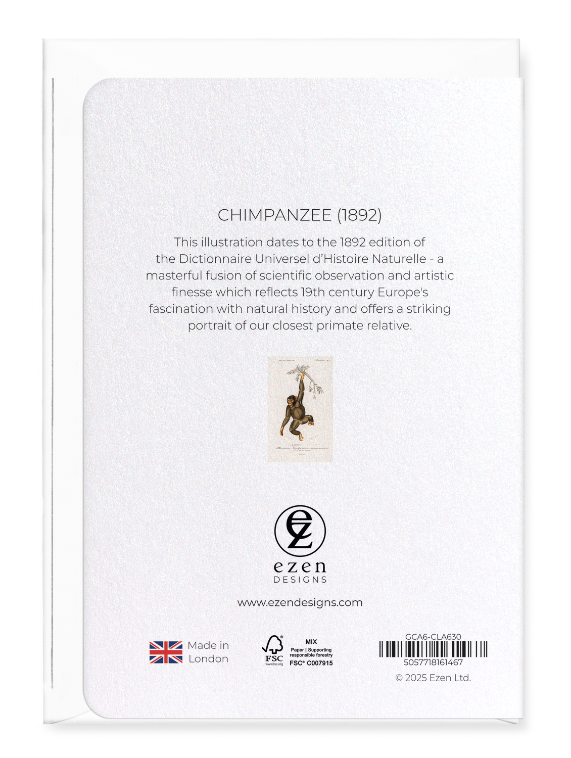 Ezen Designs - Chimpanzee (1892) - Greeting Card - Back