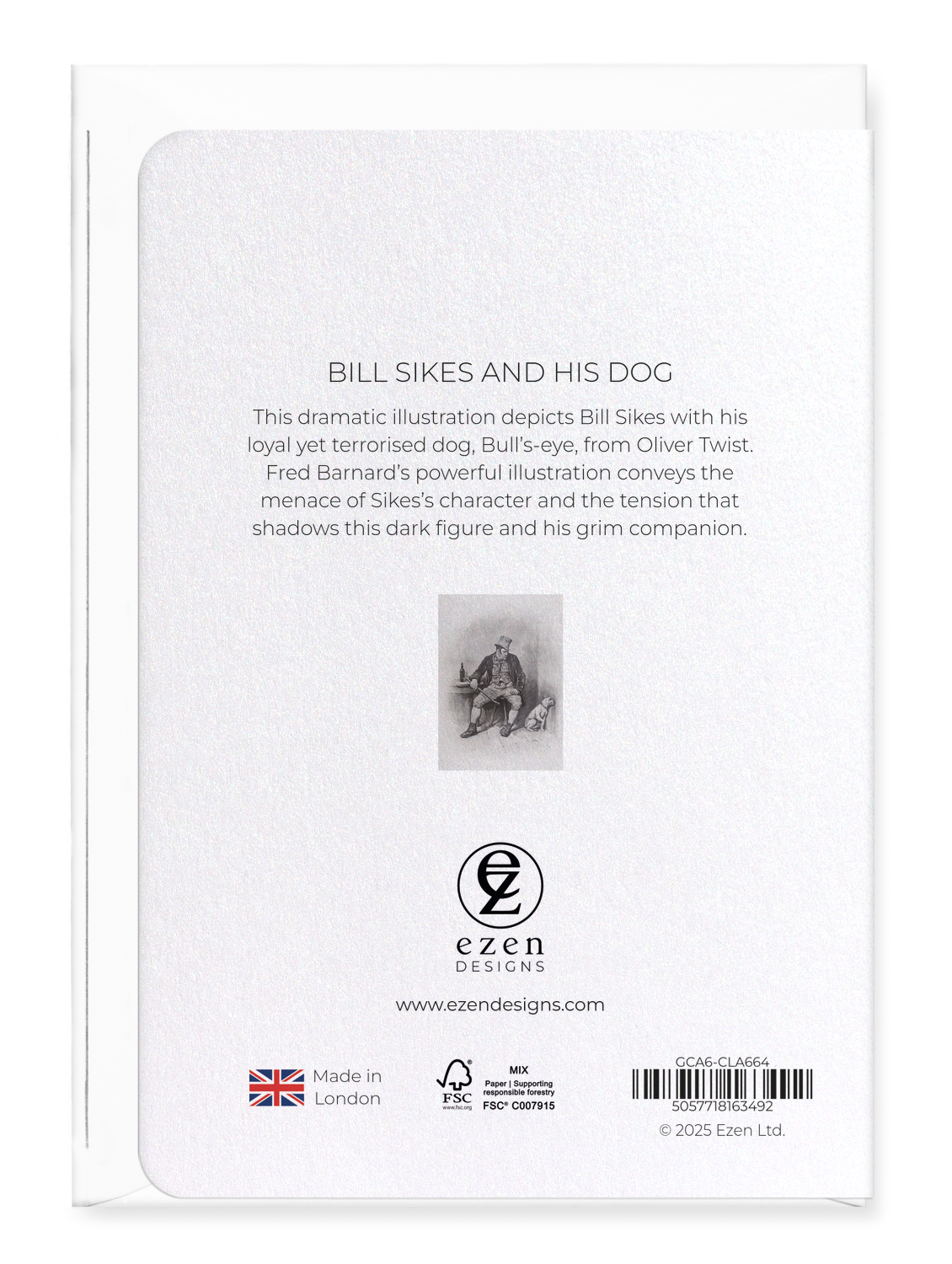 Ezen Designs - Bill Sikes and his dog - Greeting Card - Back