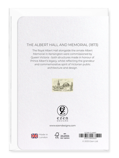 Ezen Designs - THE ALBERT HALL AND MEMORIAL (1873) - Greeting Card - Back