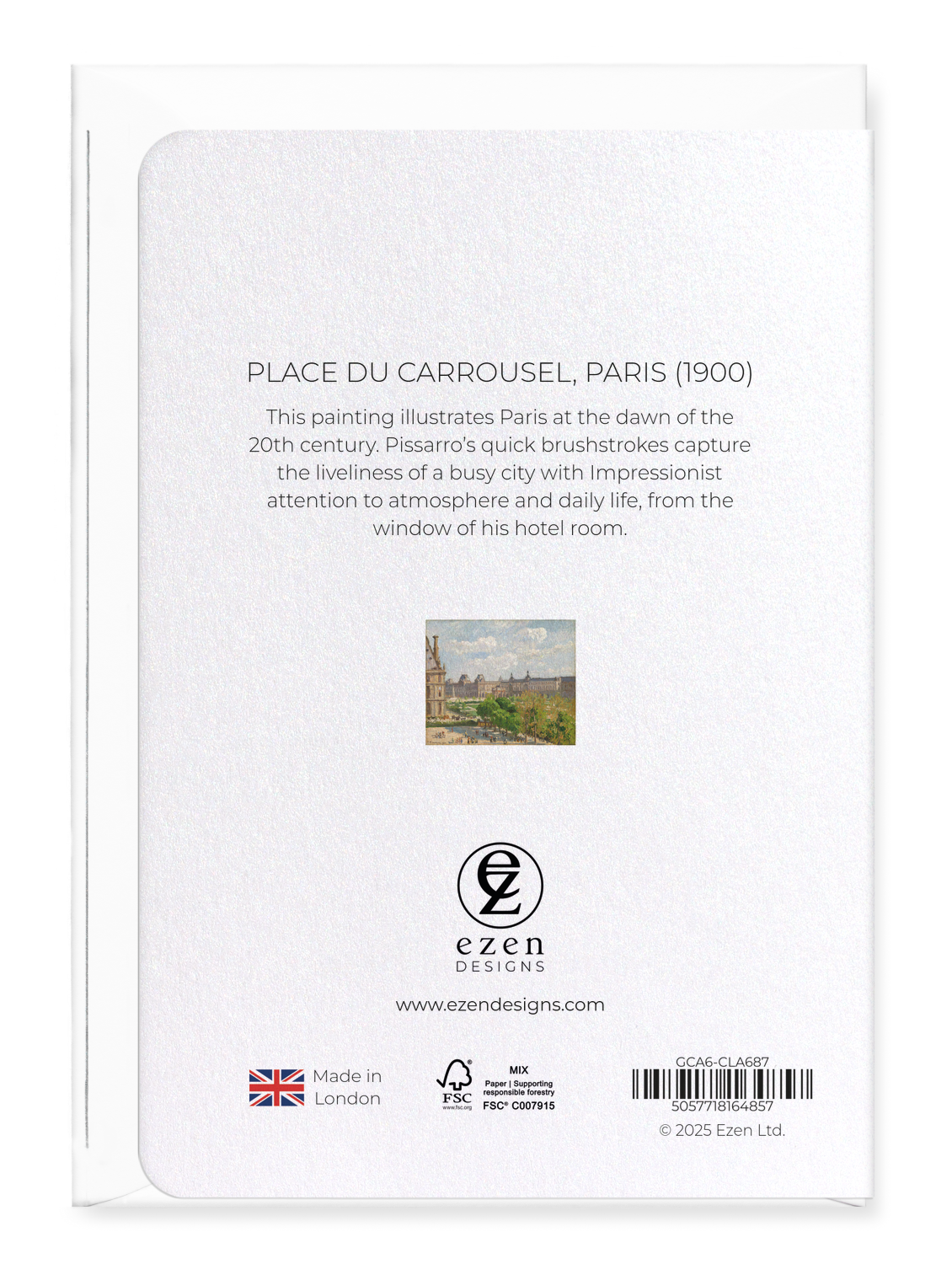 Ezen Designs - Place du Carrousel, Paris (1900) - Greeting Card - Back