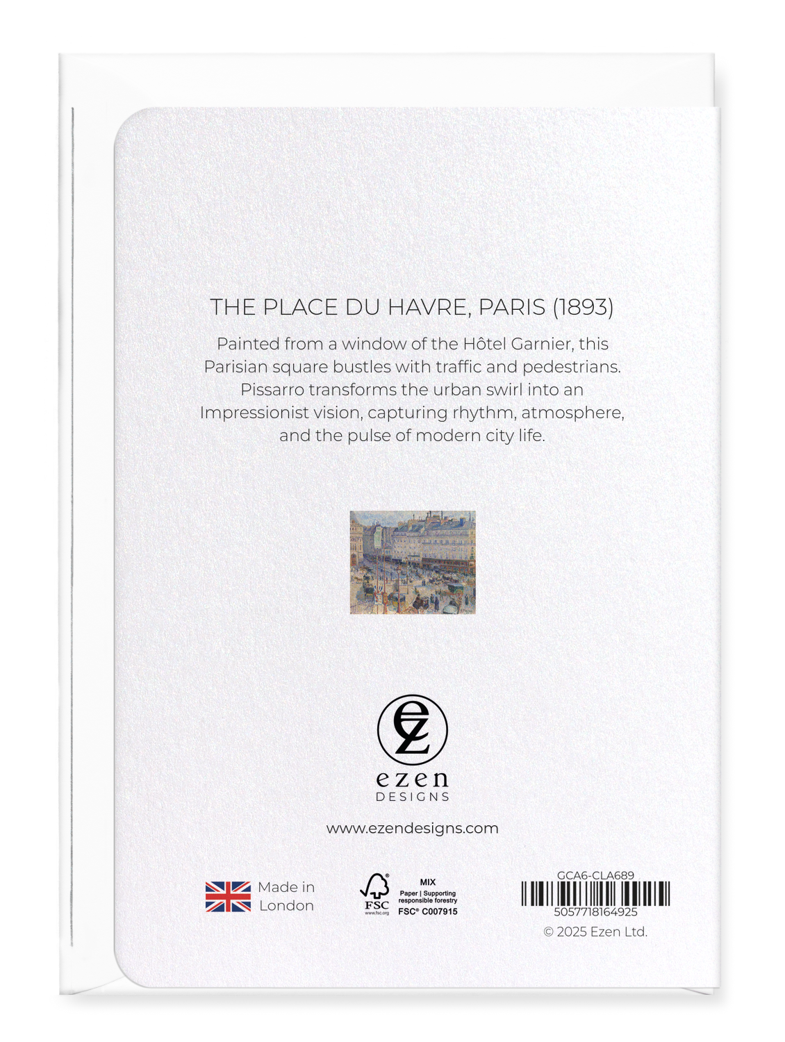Ezen Designs - The Place du Havre, Paris (1893) - Greeting Card - Back