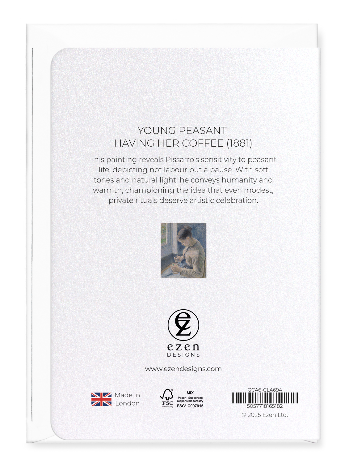 Ezen Designs - Young Peasant Having Her Coffee (1881) - Greeting Card - Back