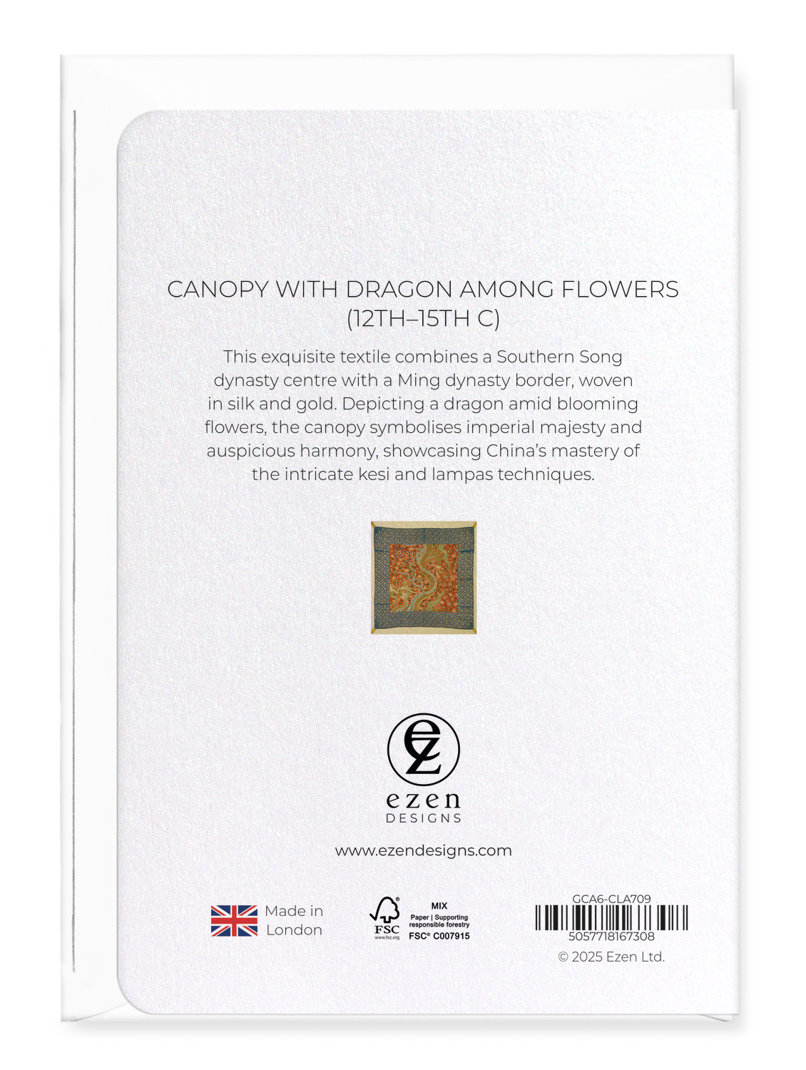 Ezen Designs - Canopy with Dragon among Flowers (12th–15th C) - Greeting Card - Back