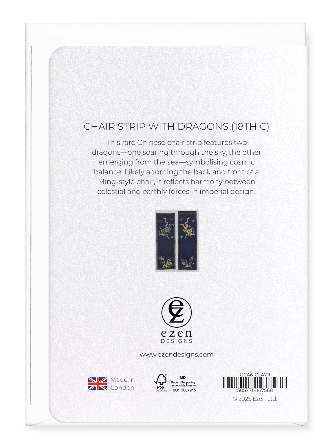 Ezen Designs - Chair Strip with Dragons (18th C) - Greeting Card - Back