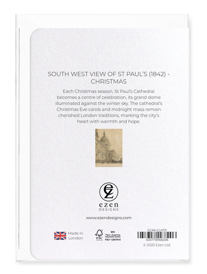 Ezen Designs - South West View of St Paul’s (1842) - Christmas - Greeting Card - Back