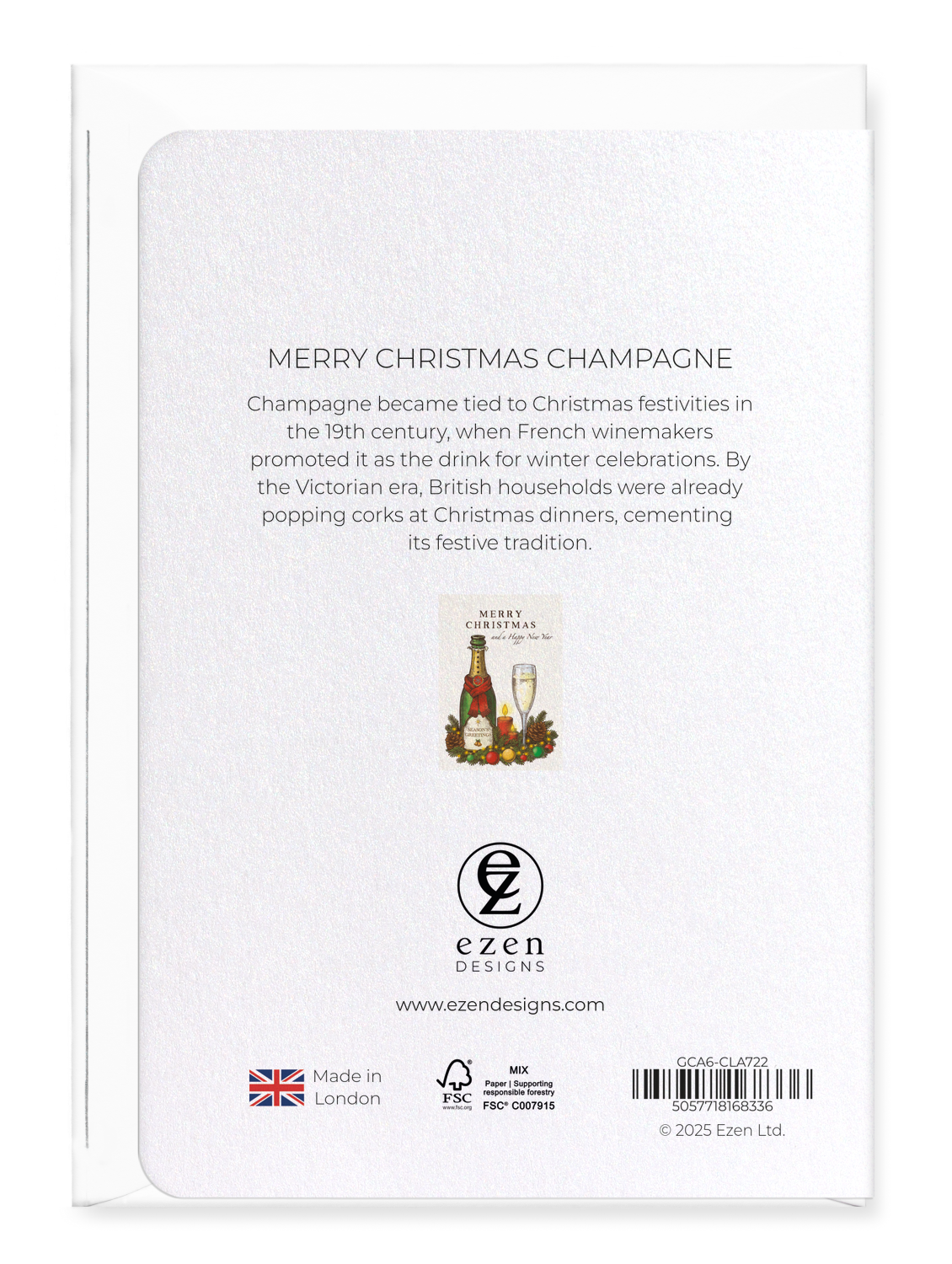 Ezen Designs - Merry Christmas Champagne - Greeting Card - Back