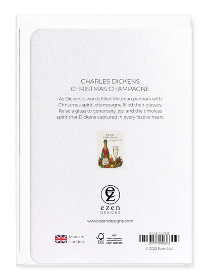 Ezen Designs - Charles Dickens Christmas Champagne - Greeting Card - Back