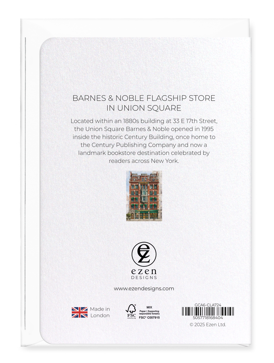 Ezen Designs - Barnes & Noble Flagship Store in Union Square - Greeting Card - Back