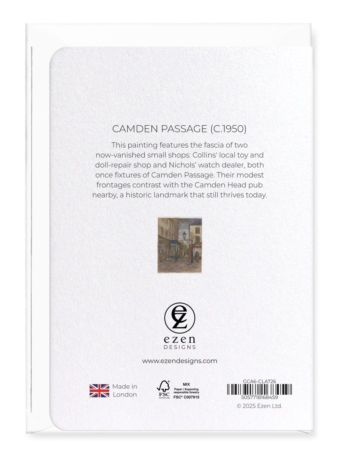 Ezen Designs - Camden Passage (c.1950) - Greeting Card - Back