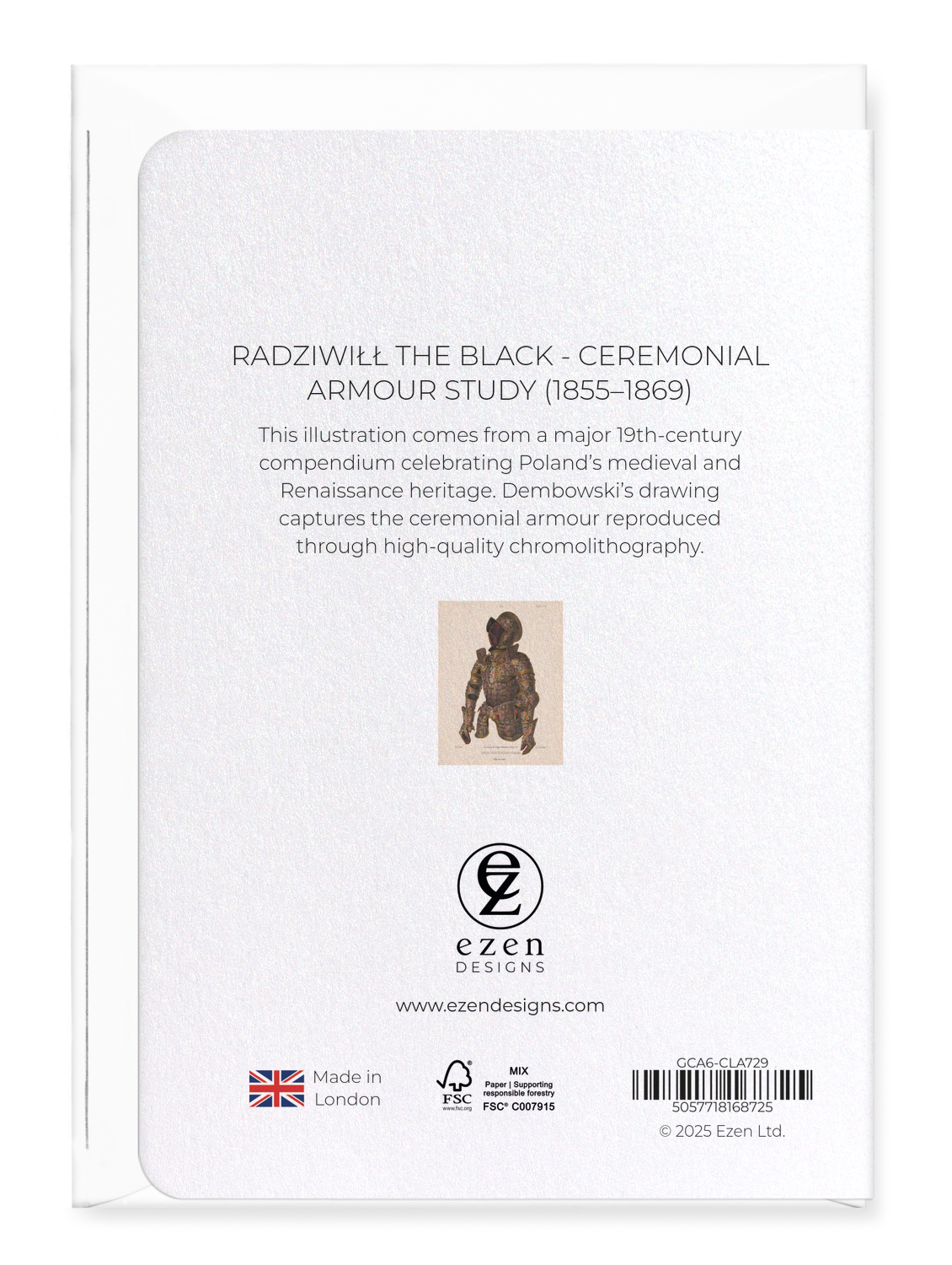 Ezen Designs - Radziwiłł the Black - Ceremonial Armour Study (1855–1869) - Greeting Card - Back