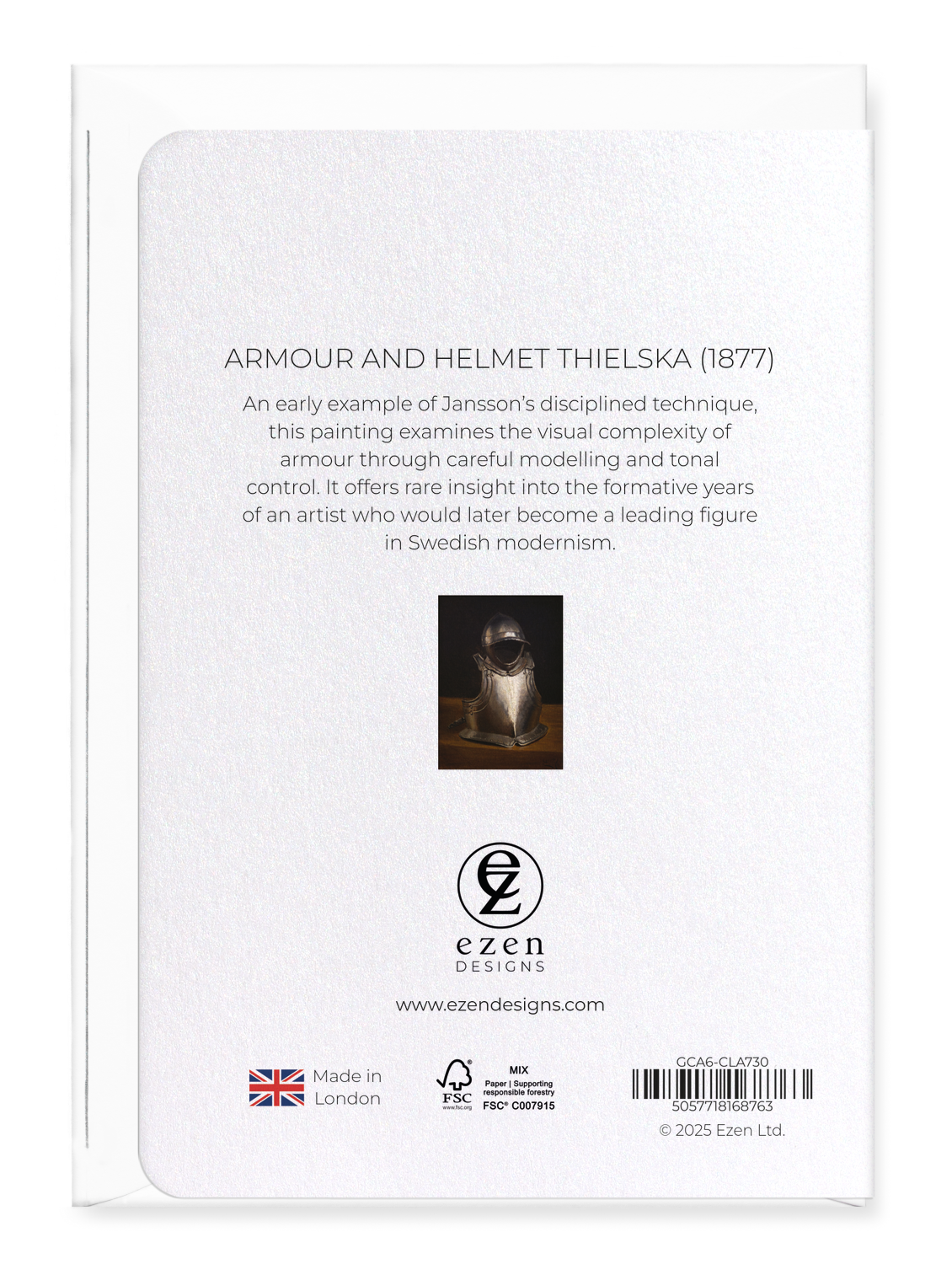 Ezen Designs - Armour and Helmet Thielska (1877) - Greeting Card - Back