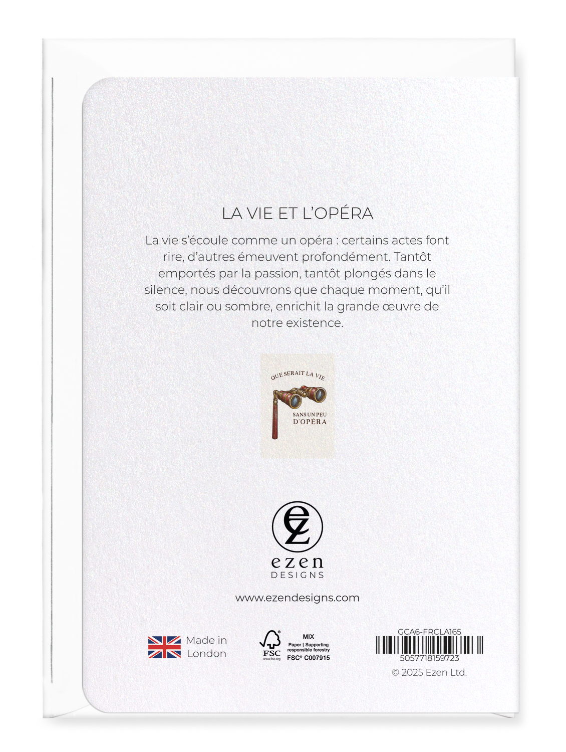 Ezen Designs - La vie et l’opéra - Greeting Card - Back