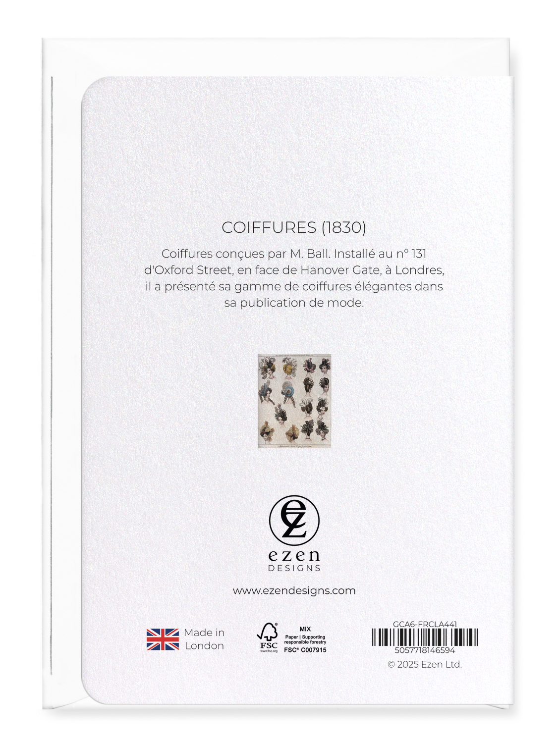 Ezen Designs - Coiffures (1830) - Greeting Card - Back