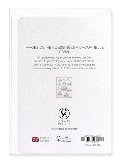 Ezen Designs - Images de Mer Dessinées à l’aquarelle (1882) - Greeting Card - Back