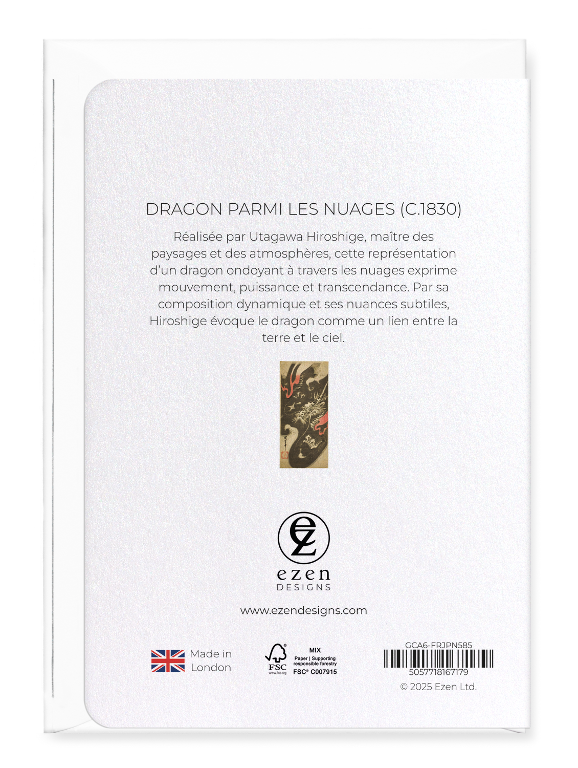 Ezen Designs - Dragon parmi les nuages (c.1830) - Greeting Card - Back