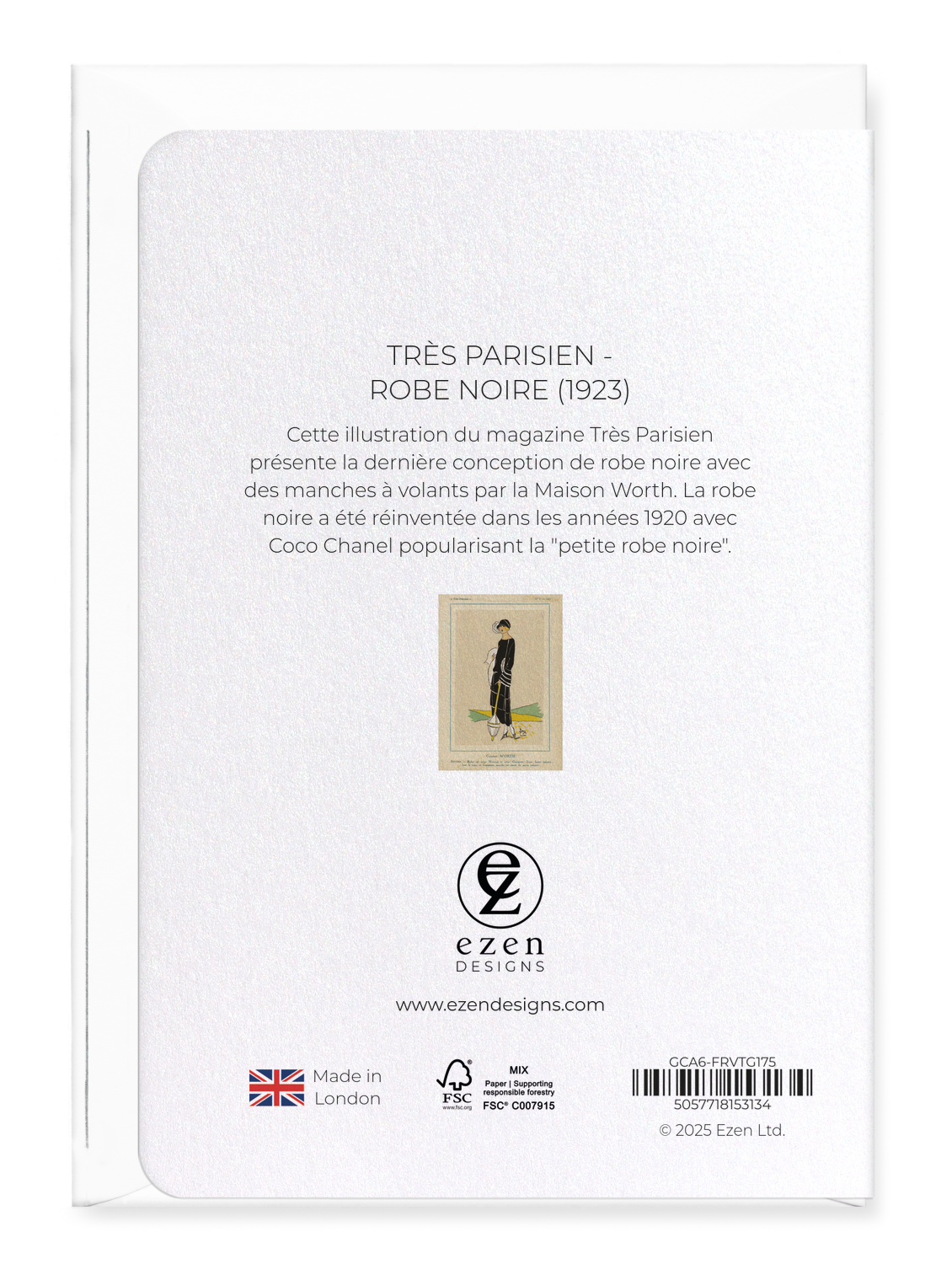 Ezen Designs - Très Parisien - Robe Noire (1923) - Greeting Card - Back