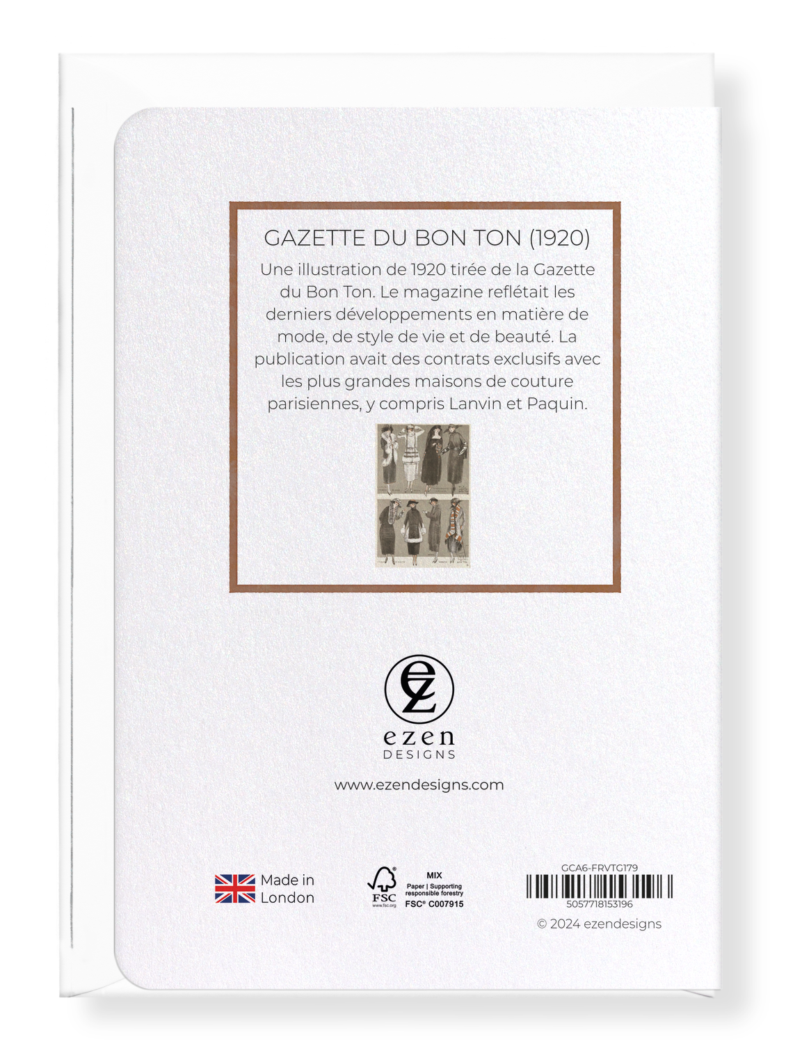 Ezen Designs - Gazette du Bon Ton (1920) - Greeting Card - Back