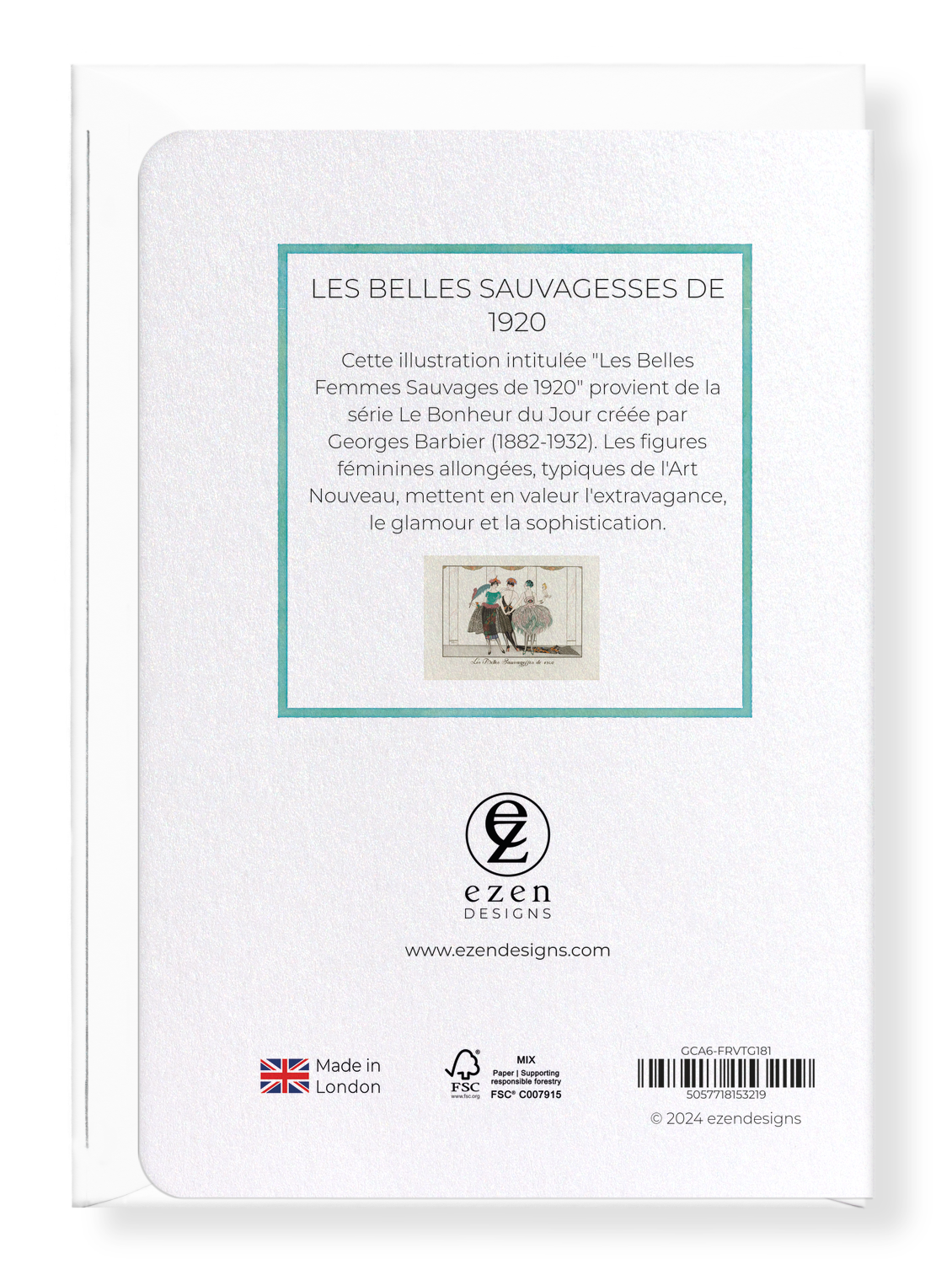 Ezen Designs - Les Belles Sauvagesses de 1920 - Greeting Card - Back