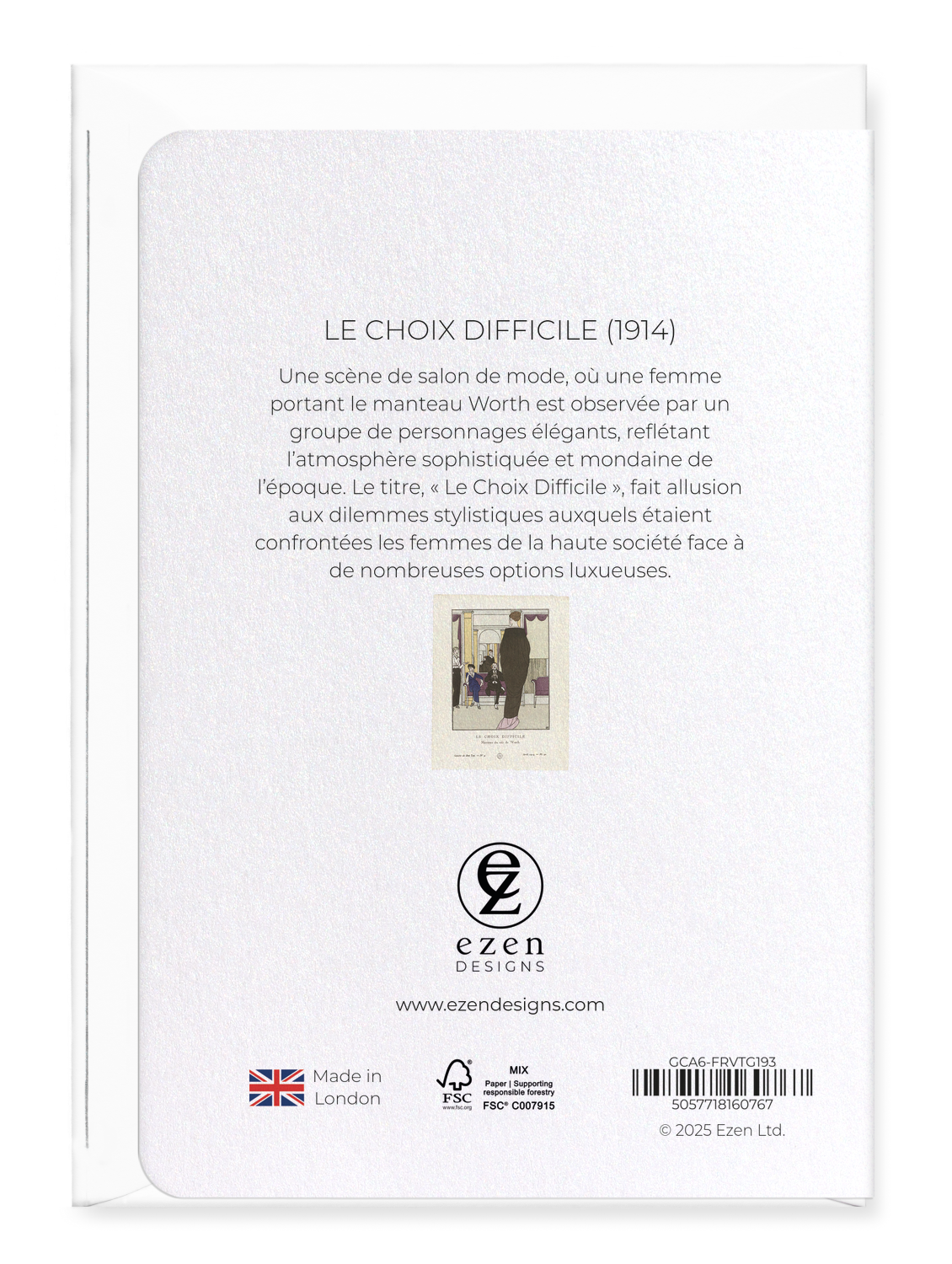 Ezen Designs - Le Choix Difficile (1914) - Greeting Card - Back