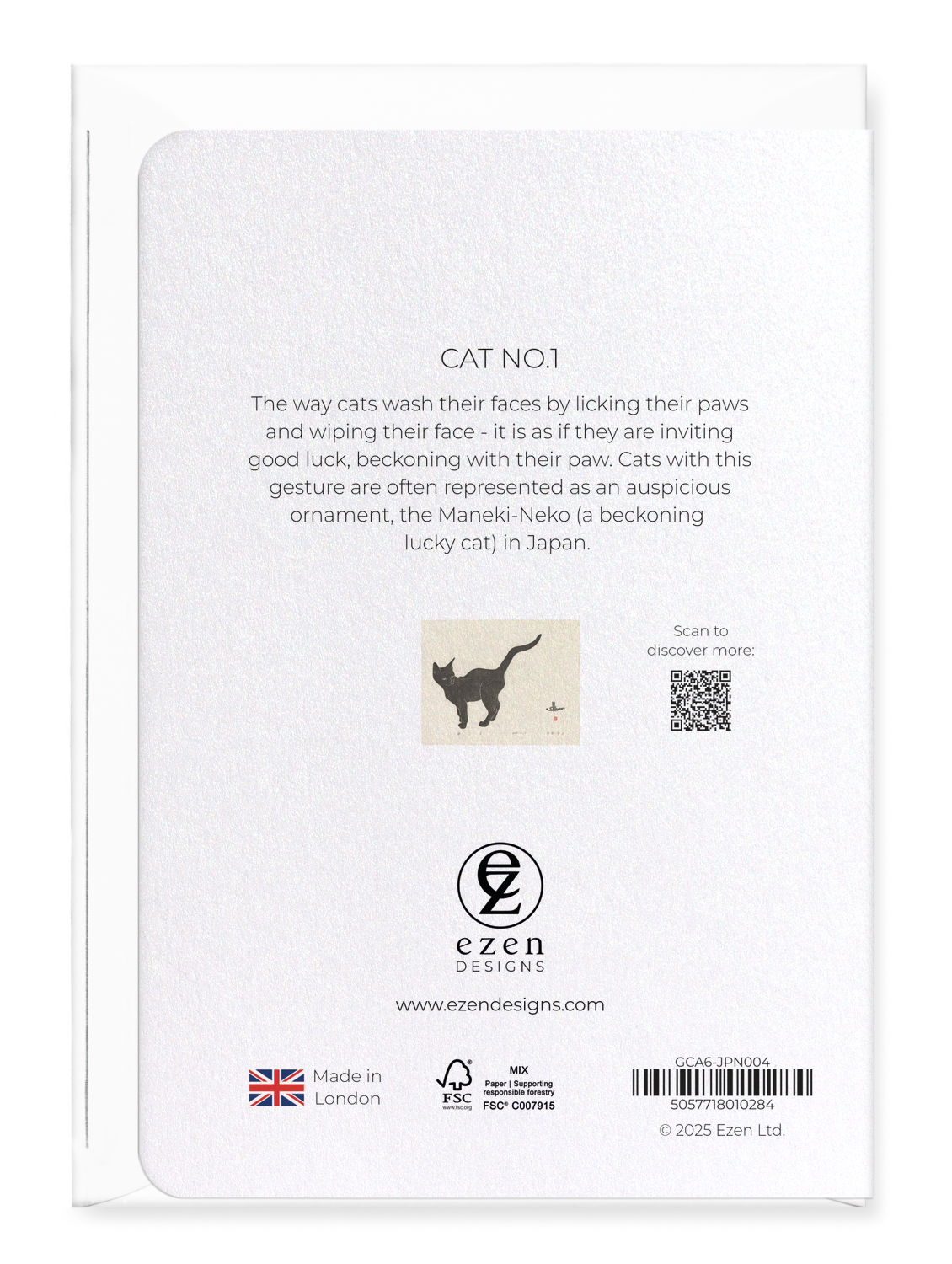 Ezen Designs - Cat no.1 - Greeting Card - Back