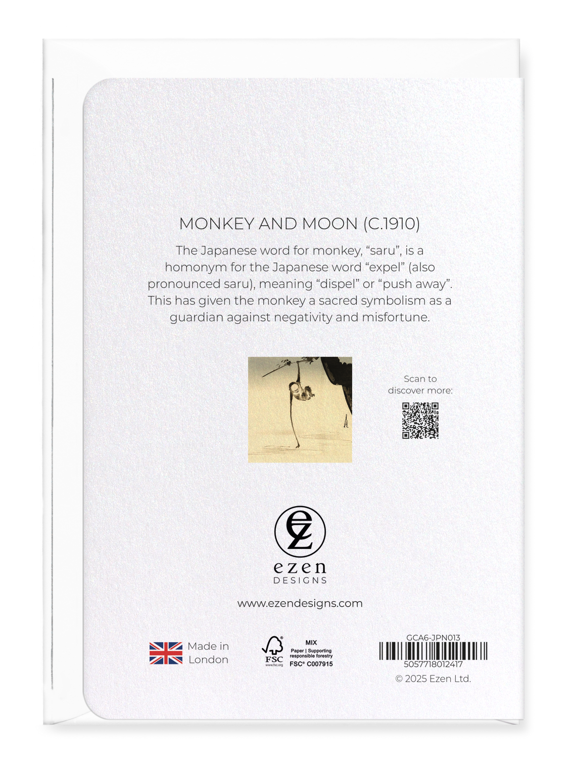 Ezen Designs - Monkey and moon (c.1910) - Greeting Card - Back