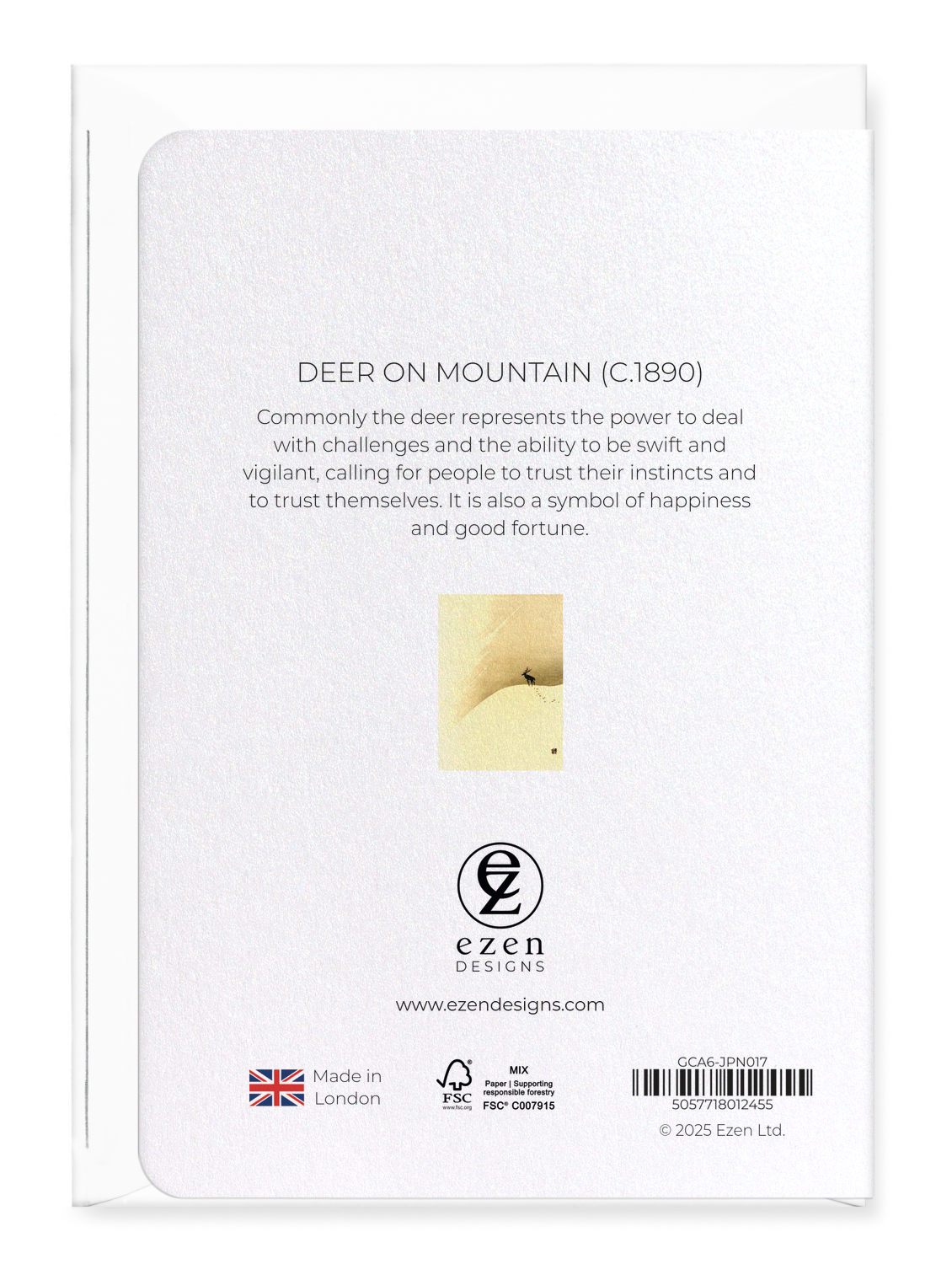 Ezen Designs - Deer on mountain (c.1890) - Greeting Card - Back