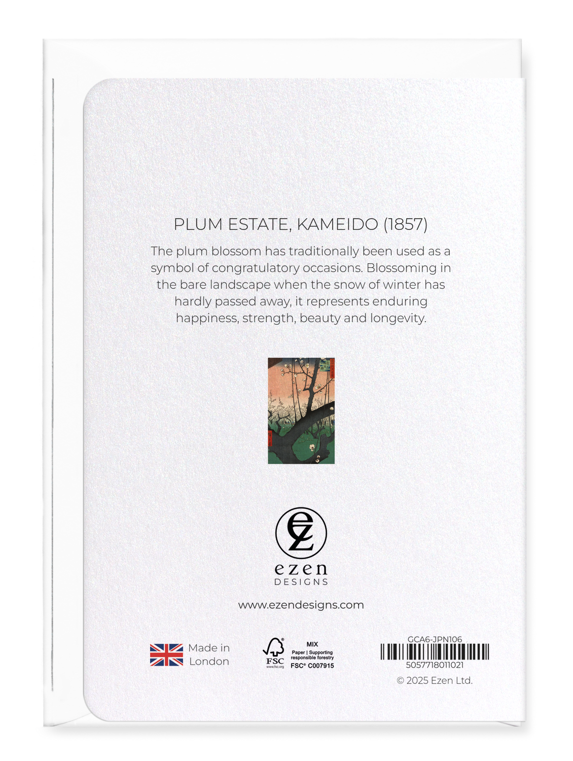 Ezen Designs - Plum estate, Kameido (1857) - Greeting Card - Back