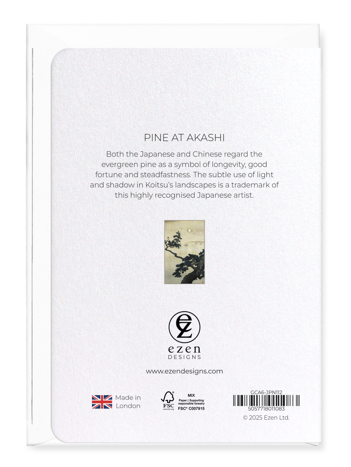 Ezen Designs - Pine at akashi - Greeting Card - Back