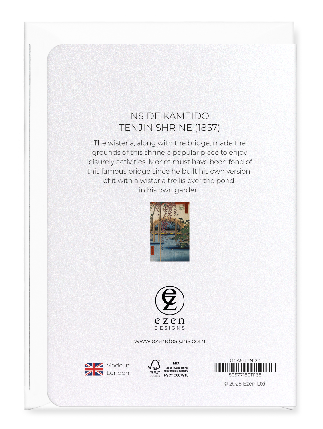 Ezen Designs - Inside Kameido Tenjin Shrine (1857) - Greeting Card - Back