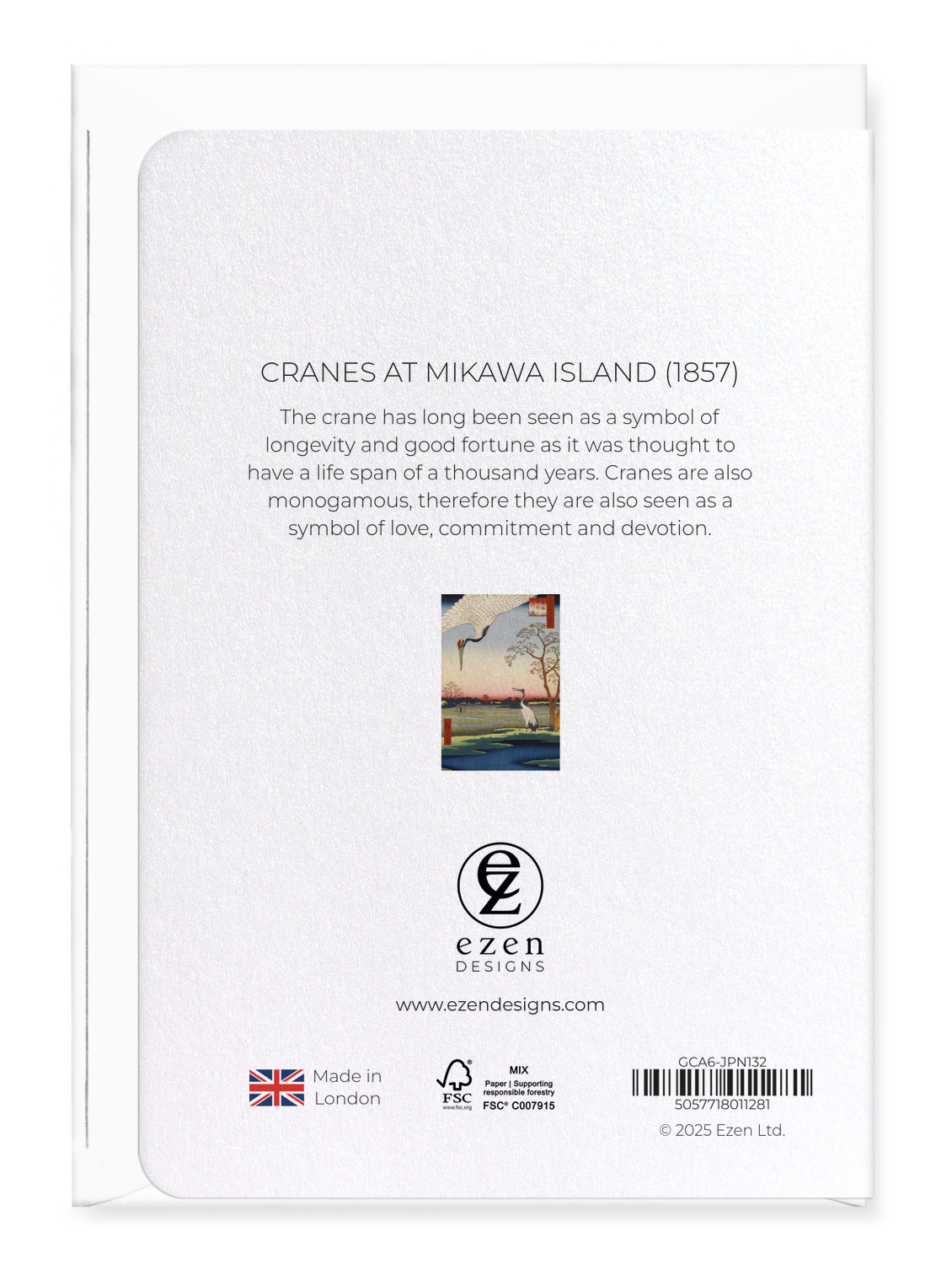 Ezen Designs - Cranes at Mikawa Island (1857) - Greeting Card - Back