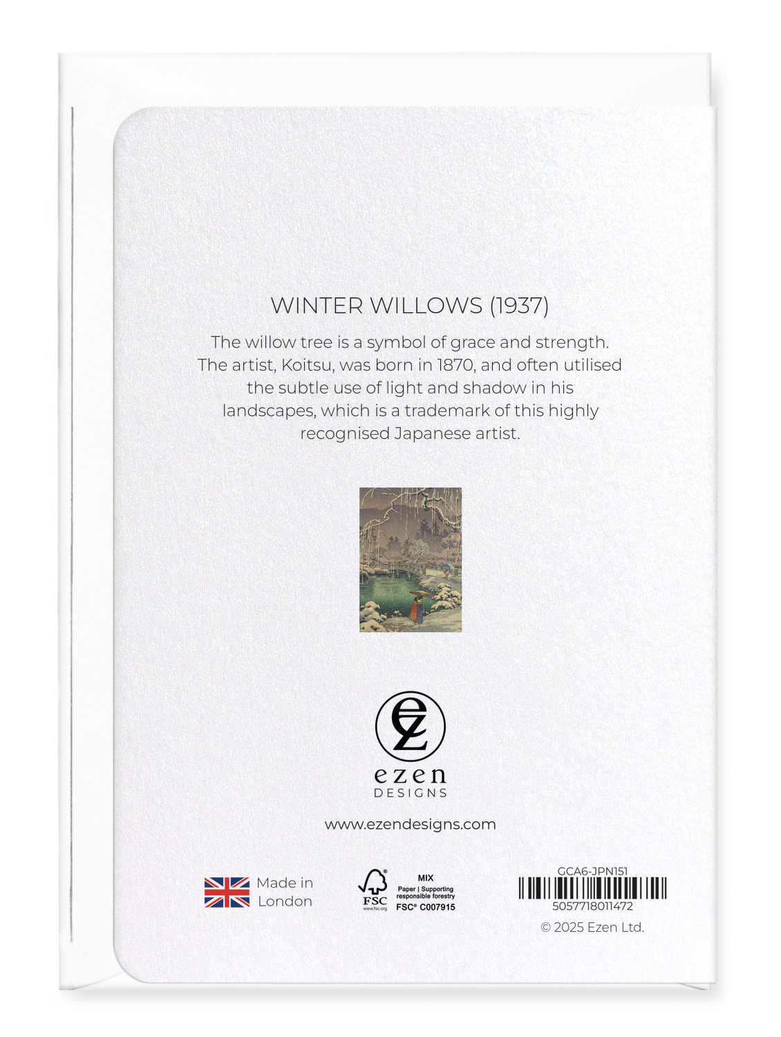 Ezen Designs - Winter willows (1937) - Greeting Card - Back