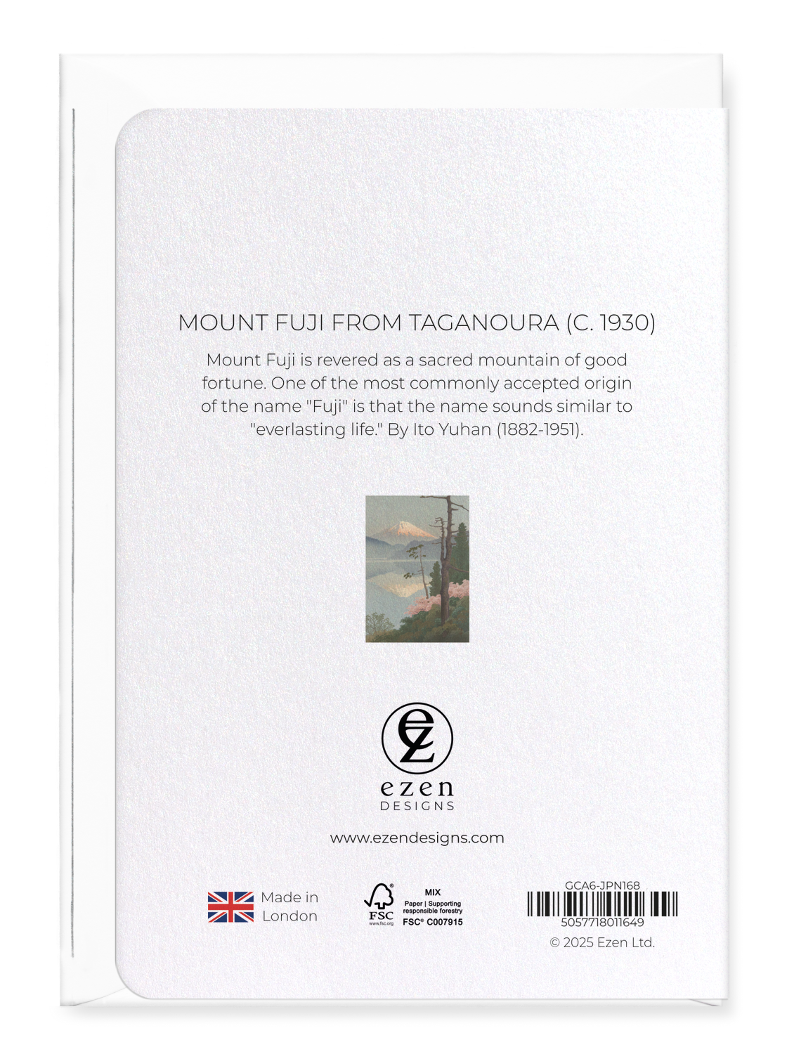 Ezen Designs - Mount Fuji from Taganoura (c. 1930) - Greeting Card - Back