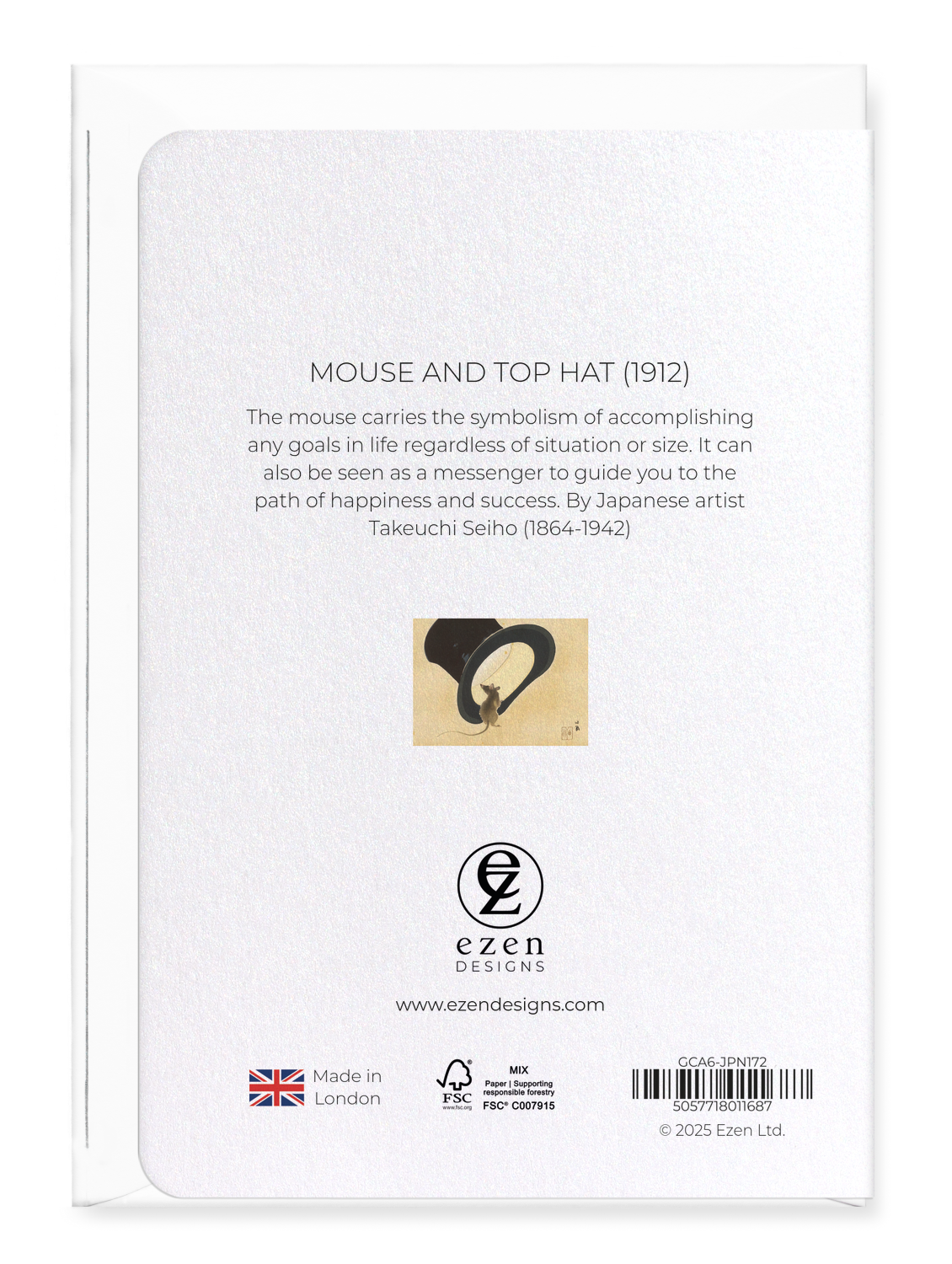 Ezen Designs - Mouse and top hat (1912) - Greeting Card - Back