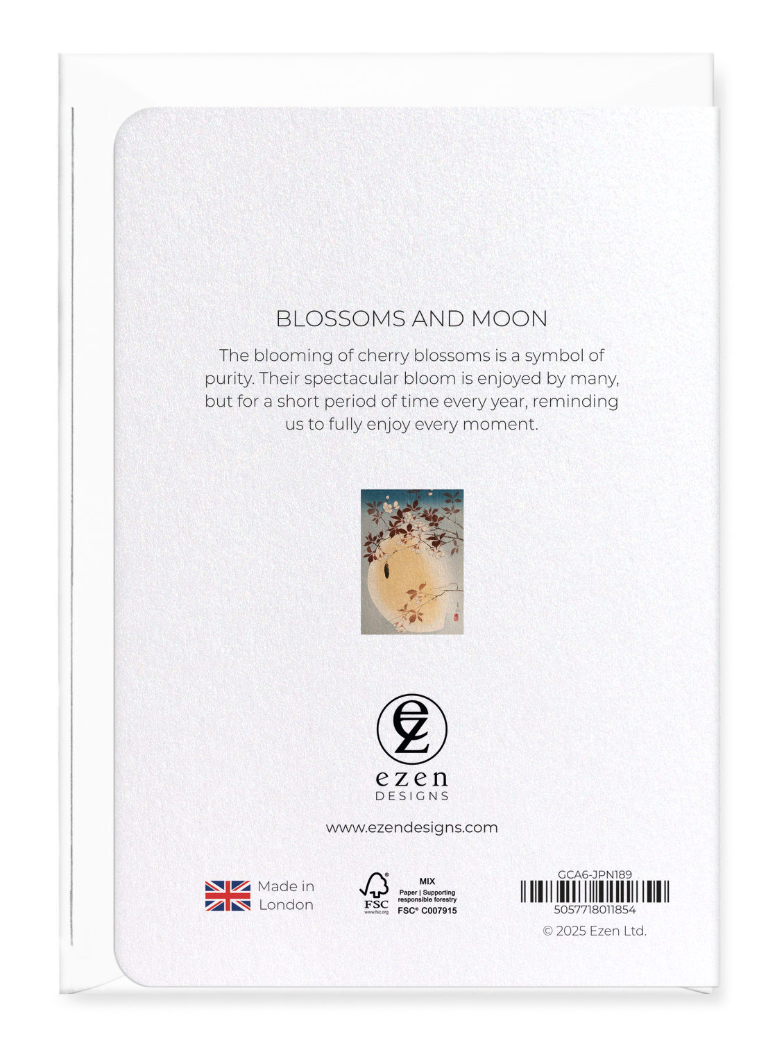 Ezen Designs - Blossoms and moon - Greeting Card - Back