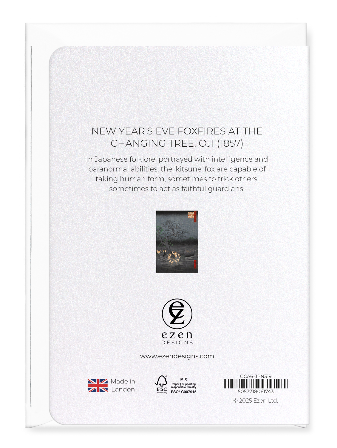 Ezen Designs - New Year's Eve Foxfires at the Changing Tree, Oji (1857) - Greeting Card - Back