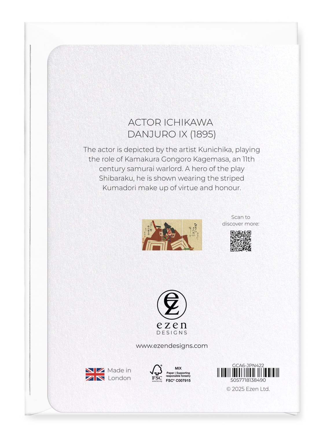 Ezen Designs - Actor Ichikawa Danjuro IX (1895) - Greeting Card - Back