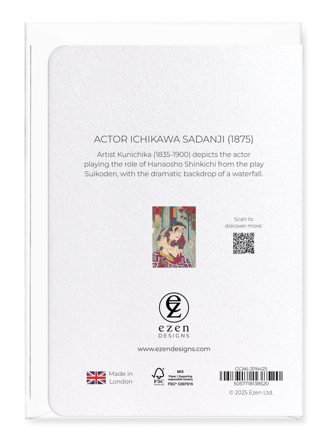 Ezen Designs - Actor Ichikawa Sadanji (1875) - Greeting Card - Back