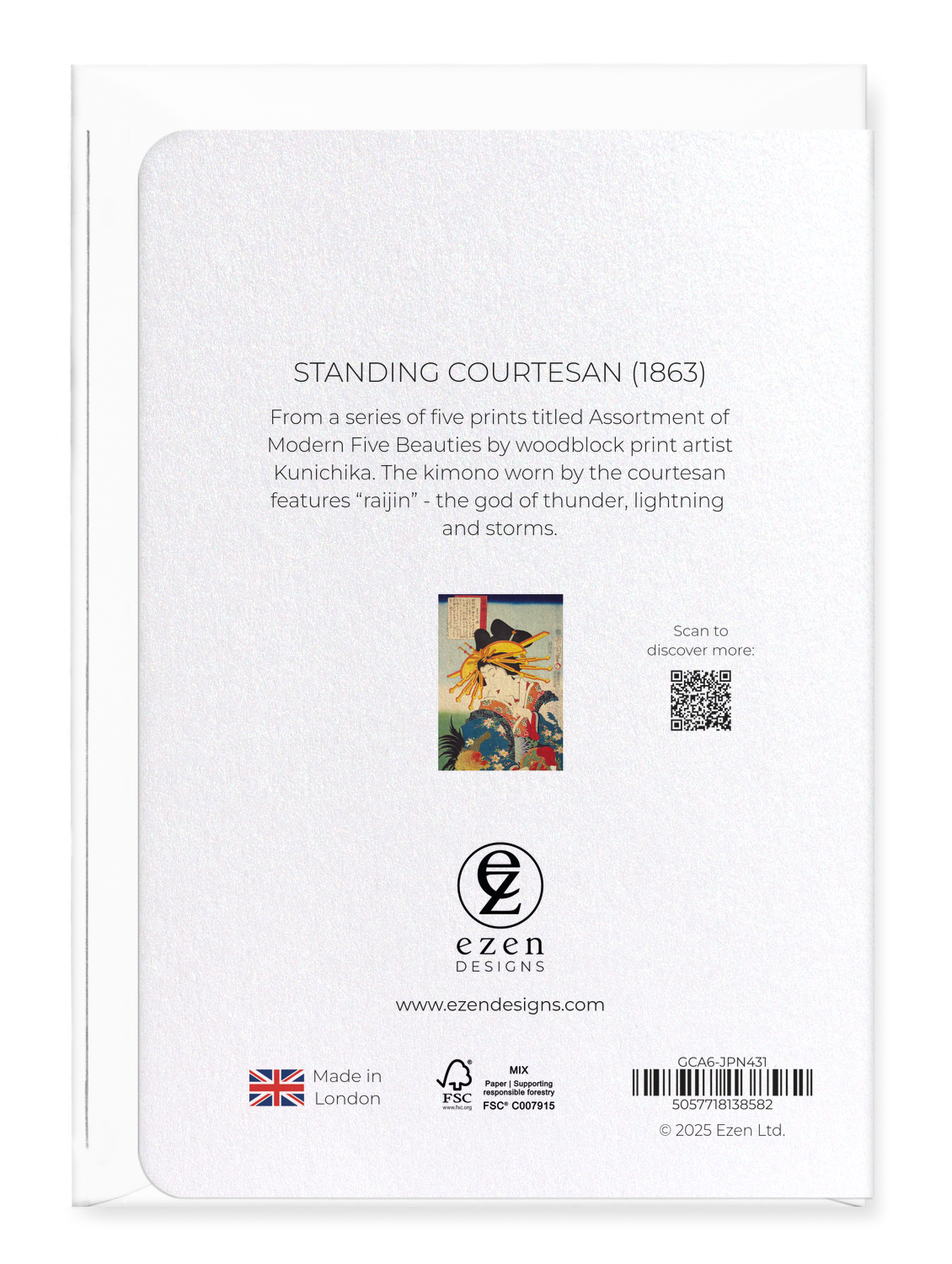 Ezen Designs - Standing Courtesan (1863) - Greeting Card - Back
