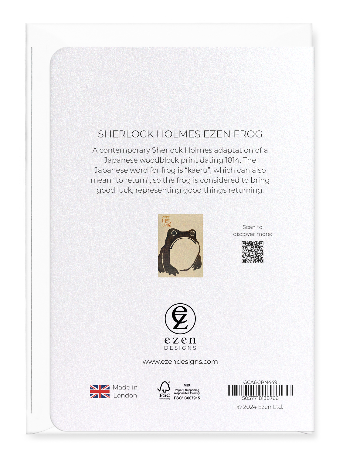 Ezen Designs - Sherlock Holmes Ezen Frog - Greeting Card - Back